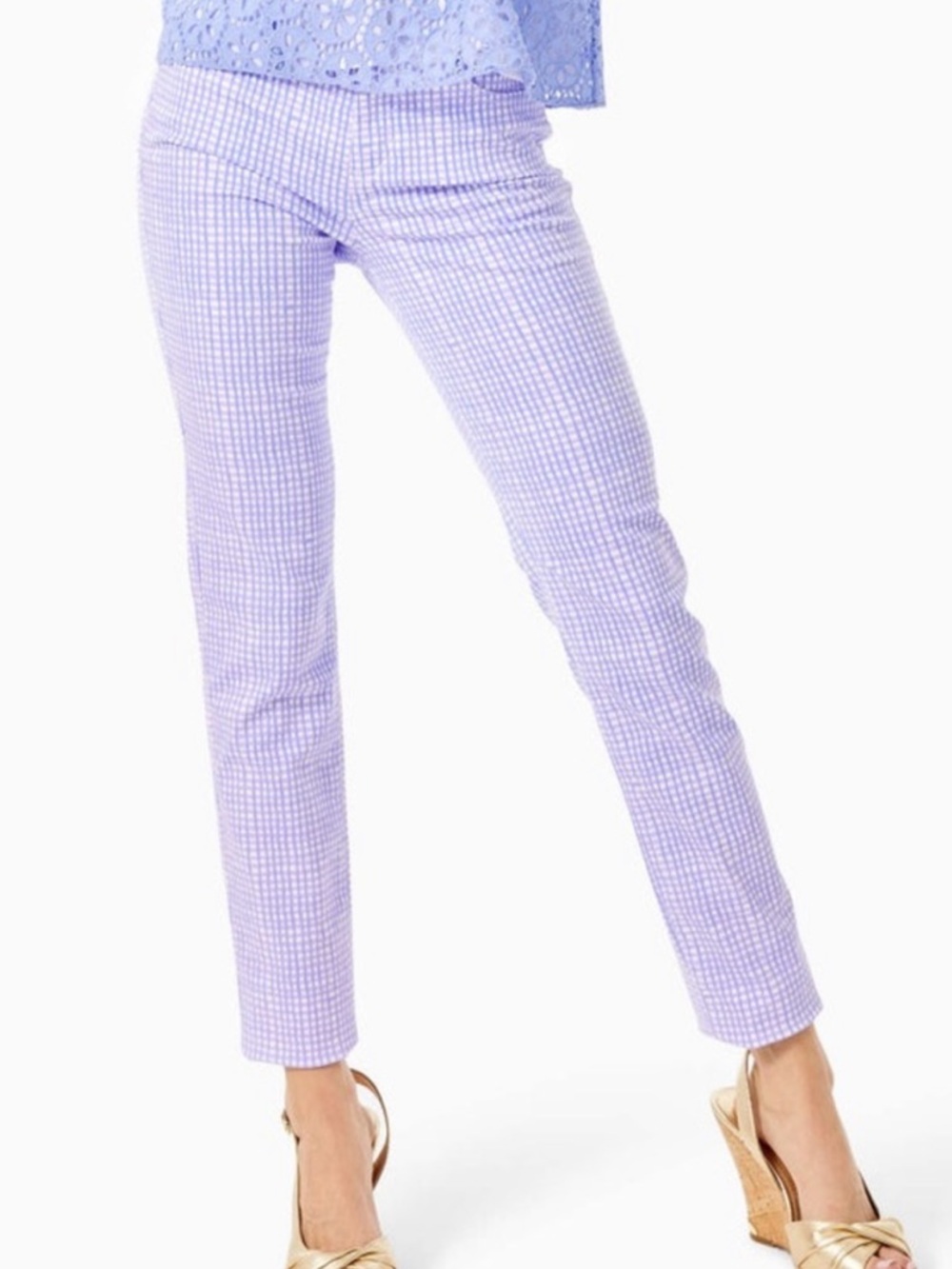 Lilly Pulitzer South Ocean High Rise Skinny Pants Size 8 Lilac Gingham
